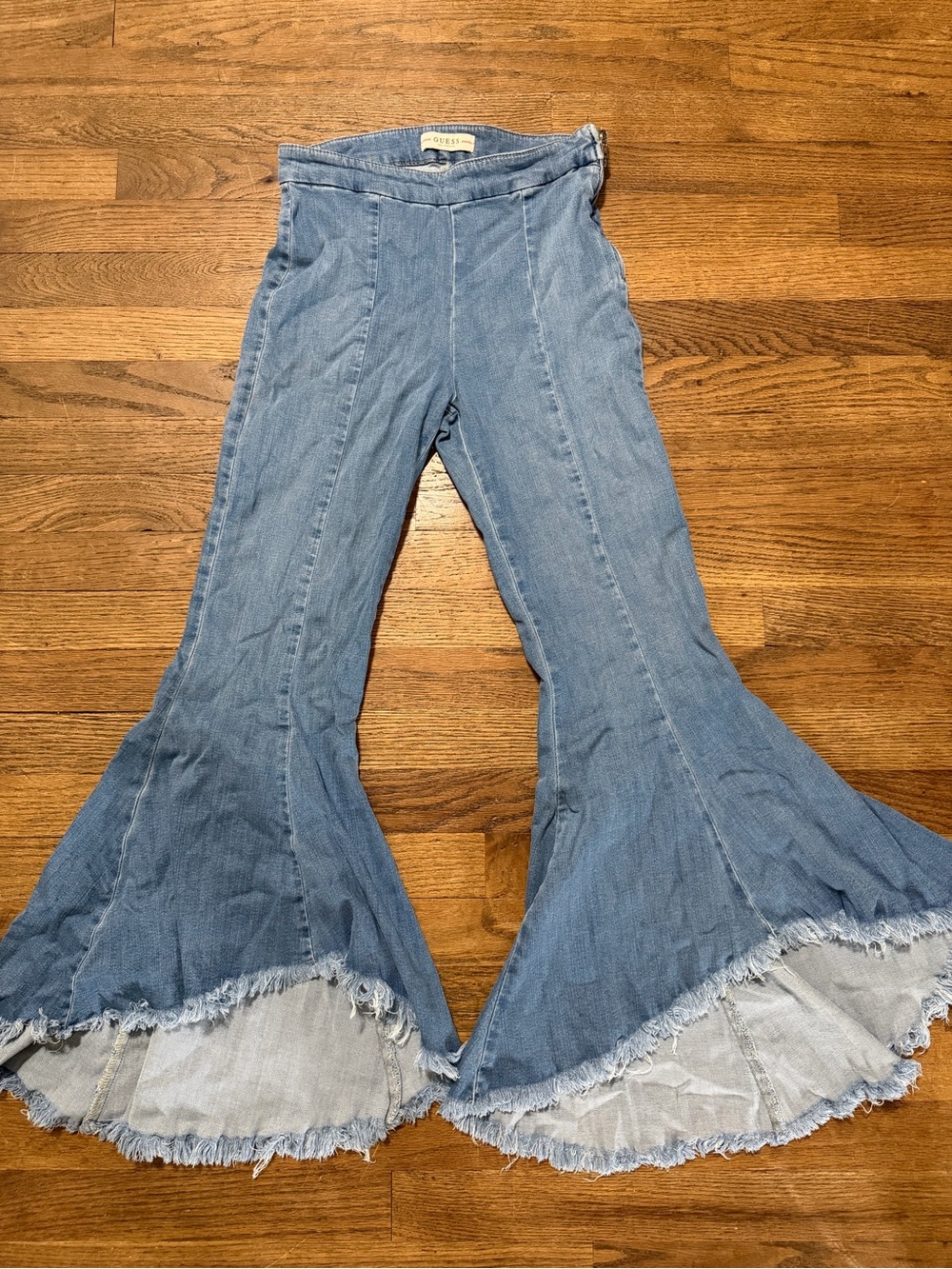 Guess Light Blue Frayed Hem Flare Jeans
